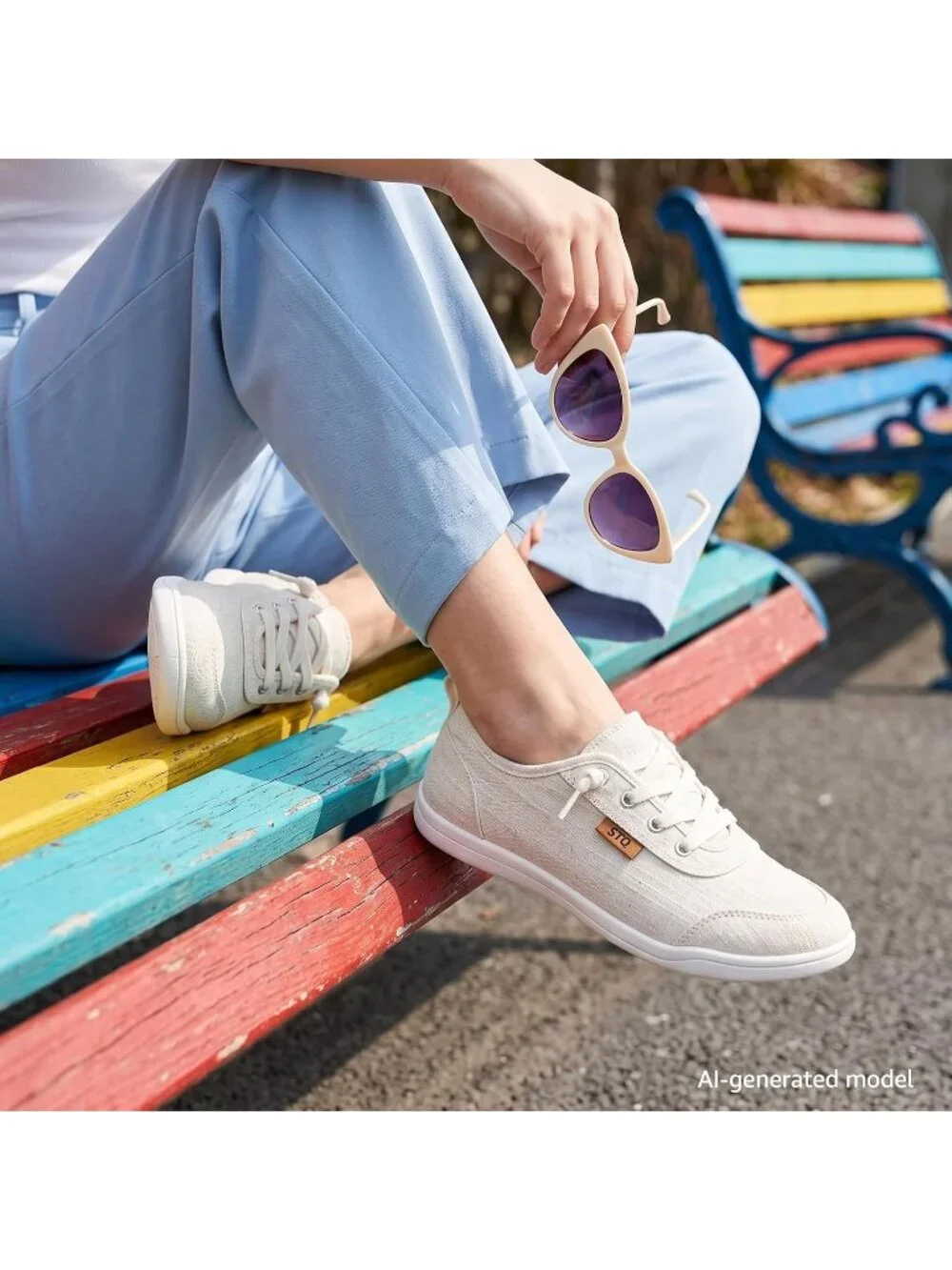 Women's Beige Comfortable Classic Slip On Low Top Canvas Fashion Comfort Sneaker